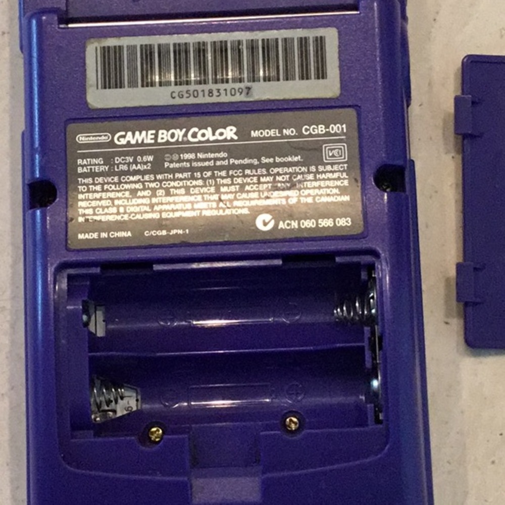 Nintendo Gameboy Color Console System Grape Purple Handheld Game Boy Authentic - Picture 14 of 16
